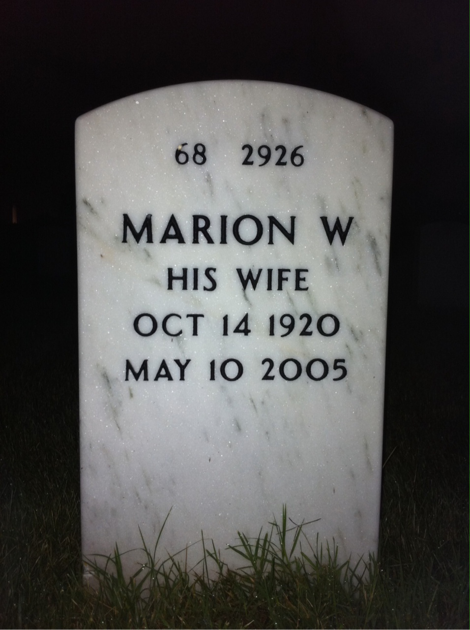 Back of headstone — Markley Morris