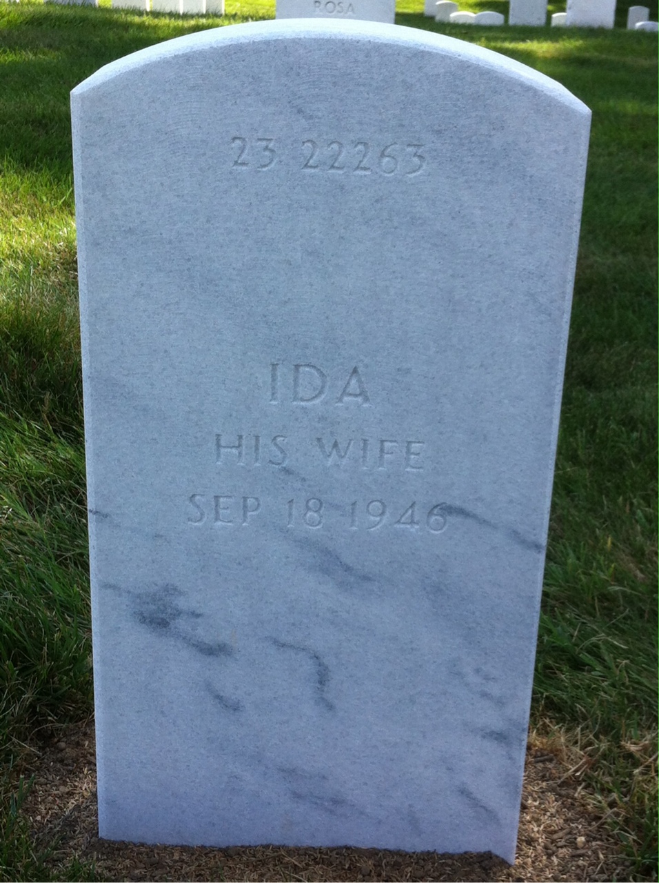 Back of headstone — John Adams