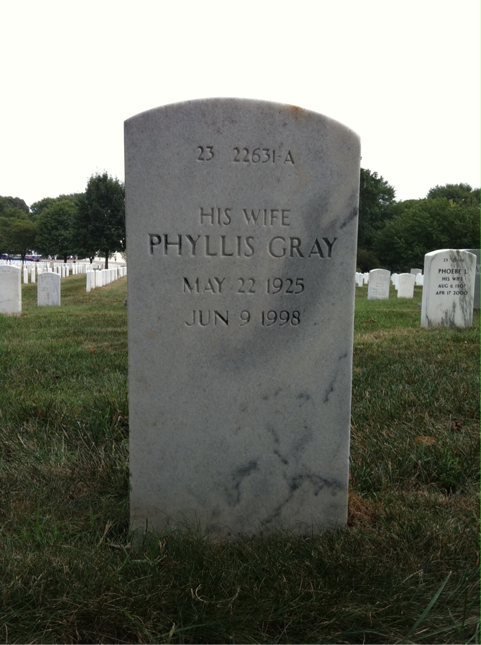 Back of headstone — Phyllis Miller