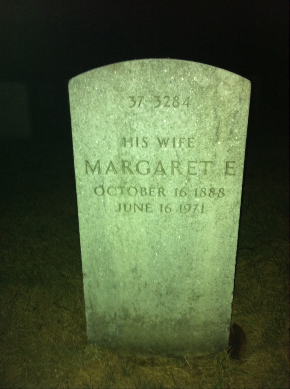 Back of headstone — Margaret Minor