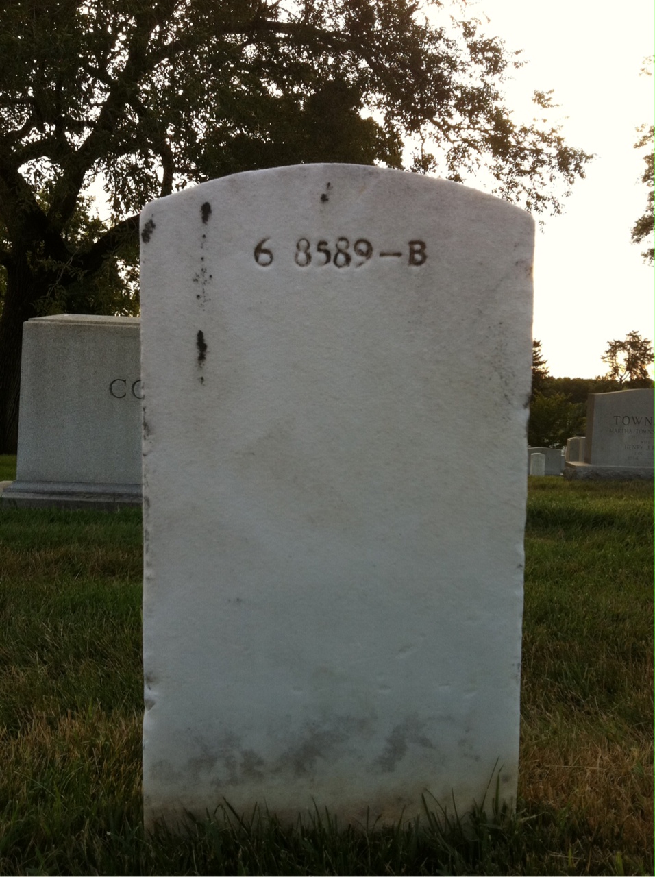 Back of headstone — Harry James