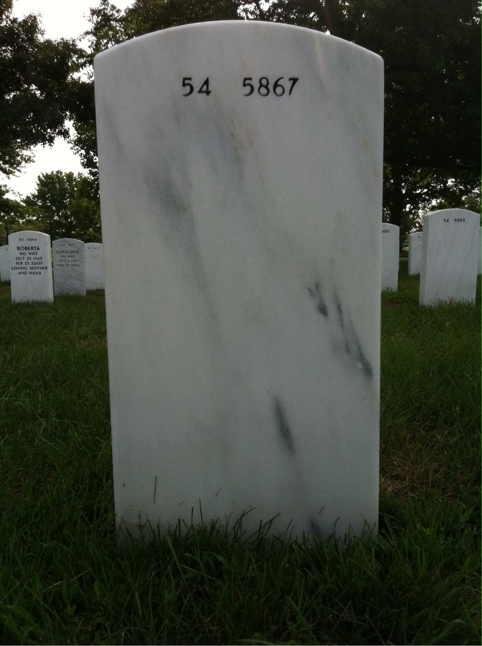 Back of headstone — Robert Barna