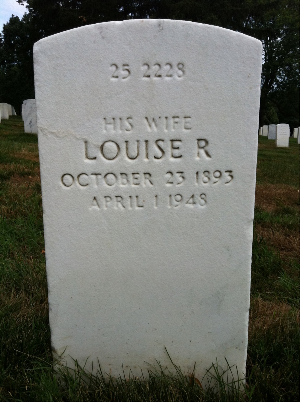 Back of headstone — Louise Archer