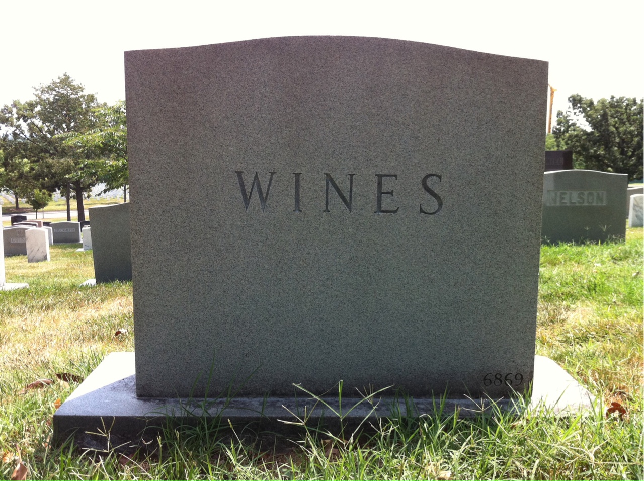 Back of headstone — Edward Wines