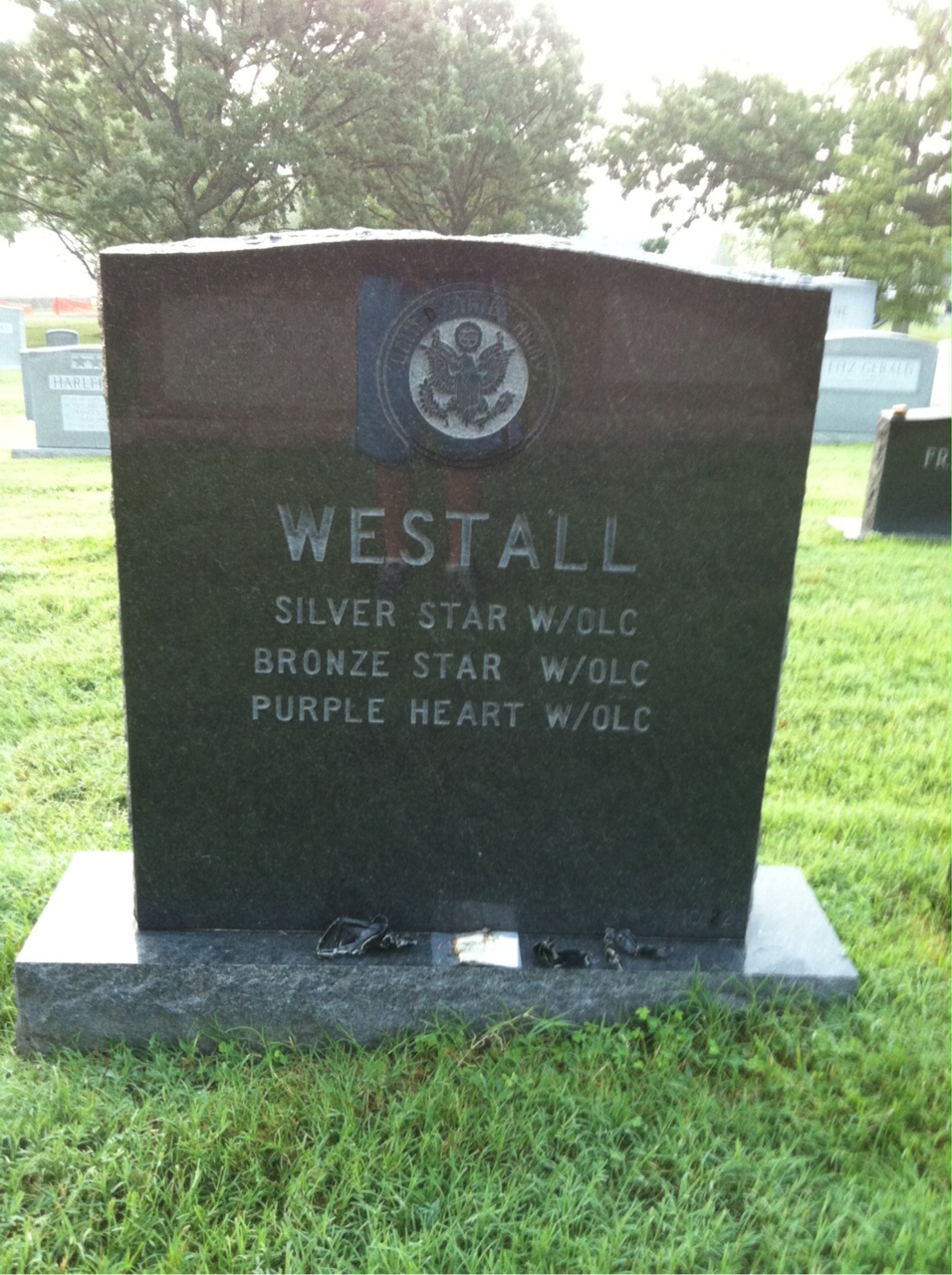Back of headstone — Bynum Westall