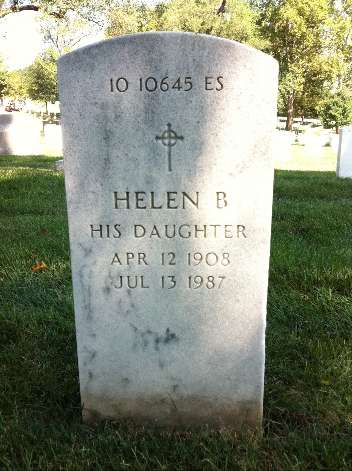 Back of headstone — Helen Ashbury
