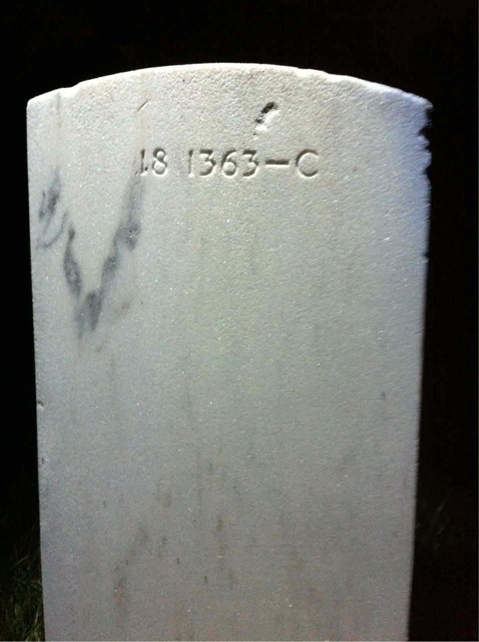 Back of headstone — Wilmer Boswell
