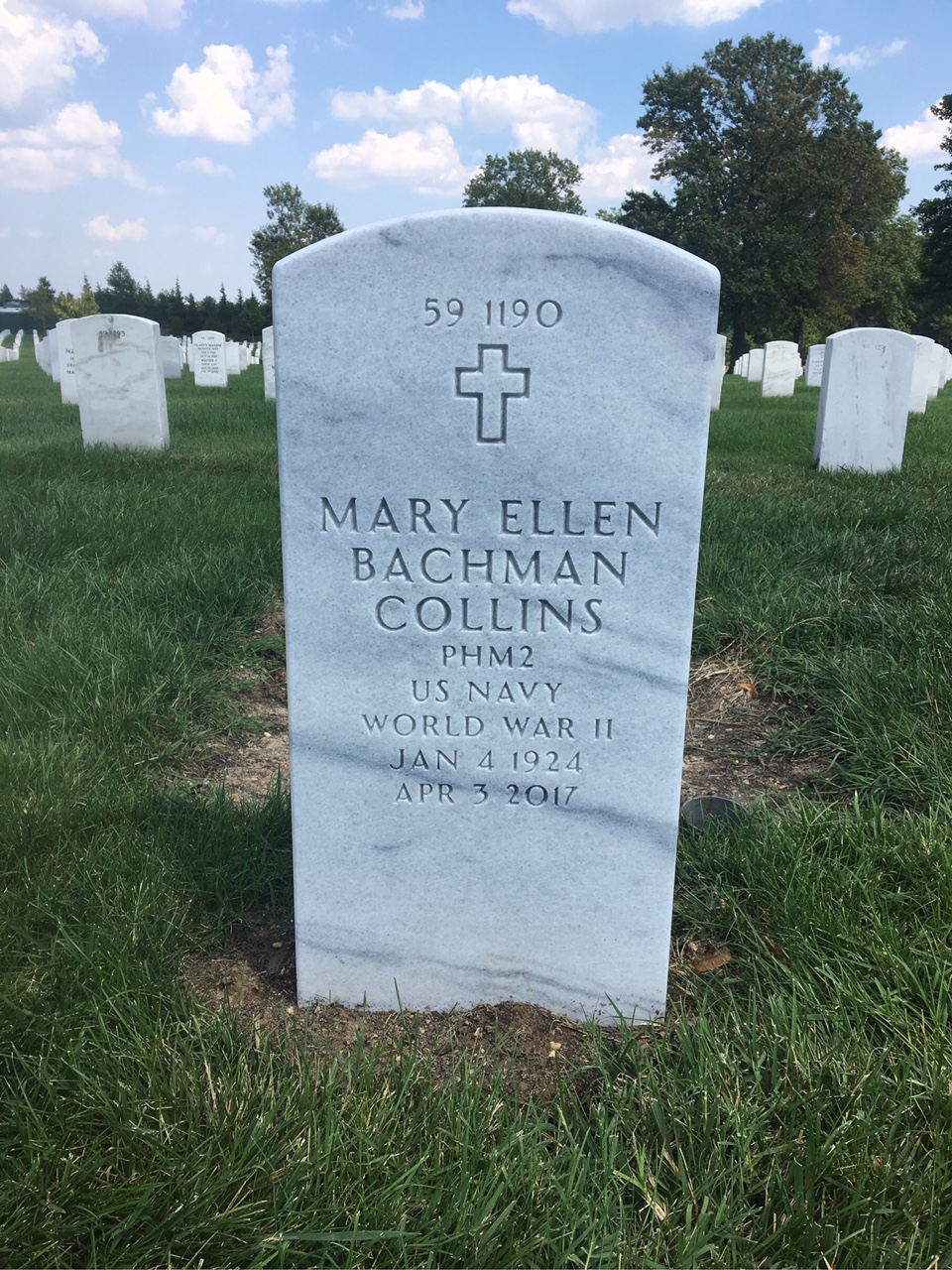 Back of headstone — Mary Ellen Collins