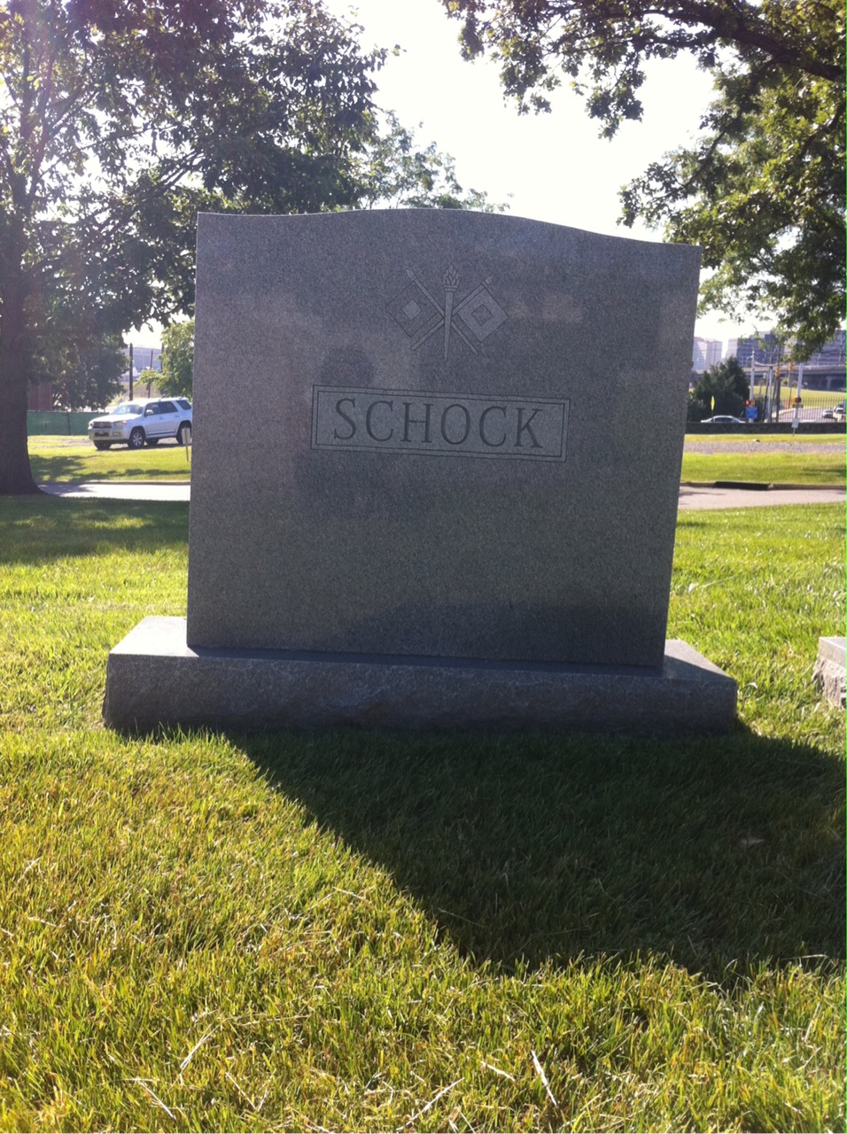 Back of headstone — Thomas William Schock