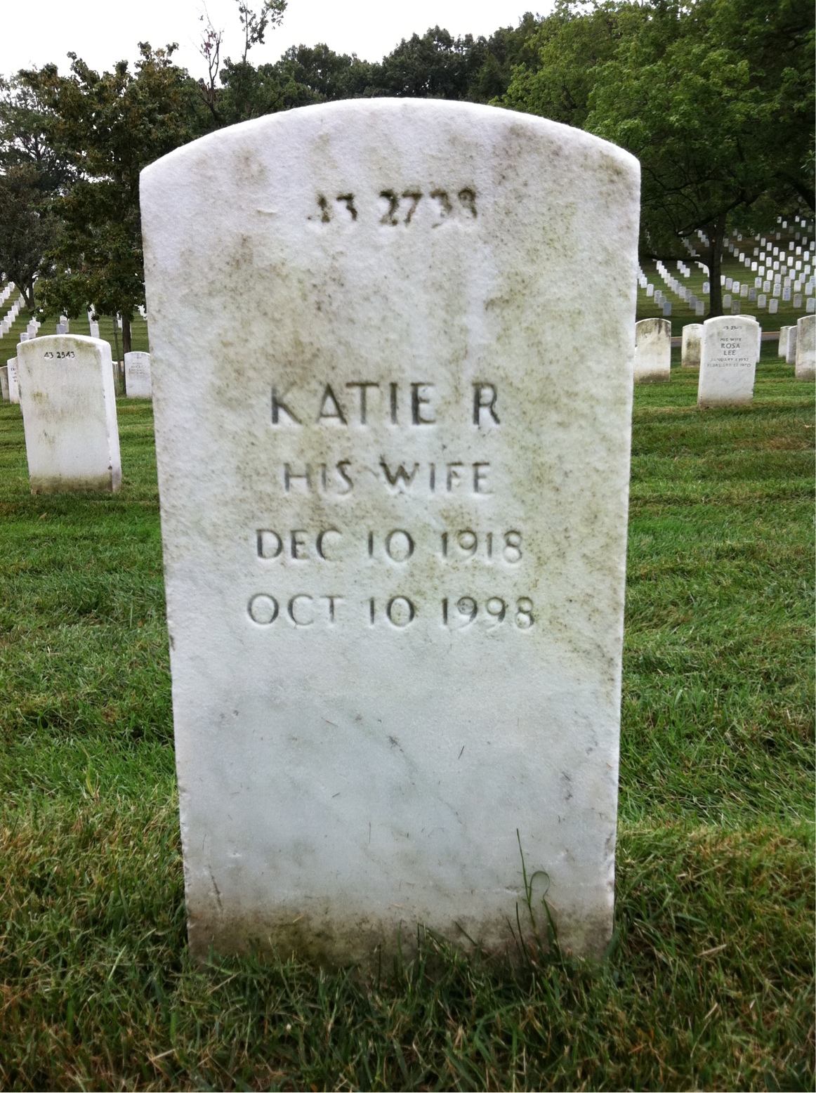 Back of headstone — Katie Moss