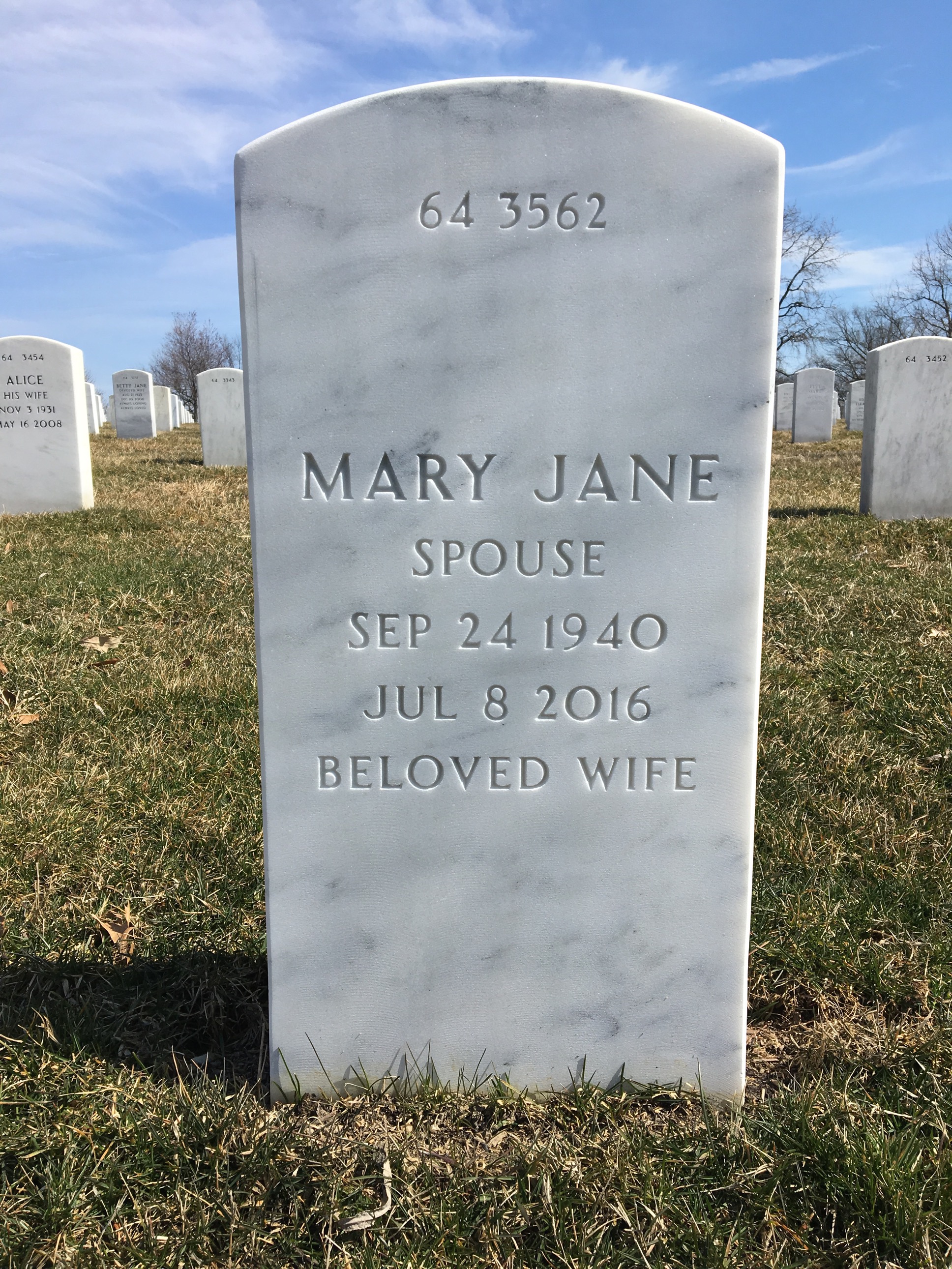 Back of headstone — Carlton Wetherby