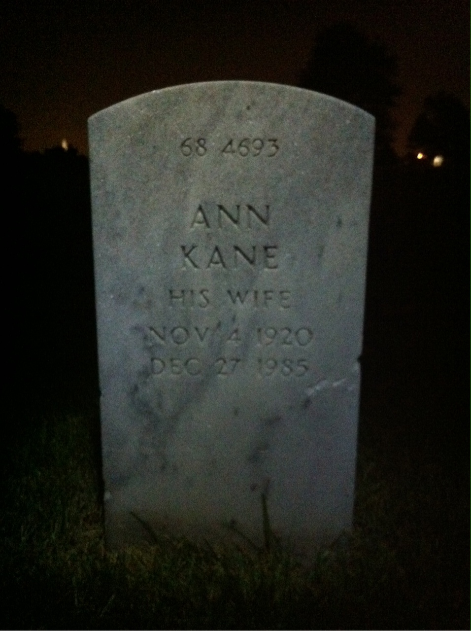Back of headstone — Ann Moon