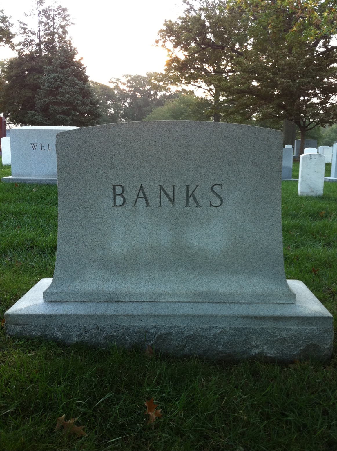 Back of headstone — John Banks