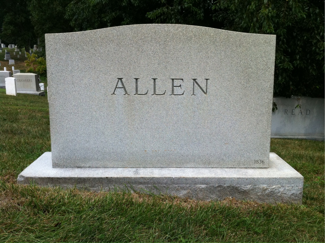 Back of headstone — Bessie Allen