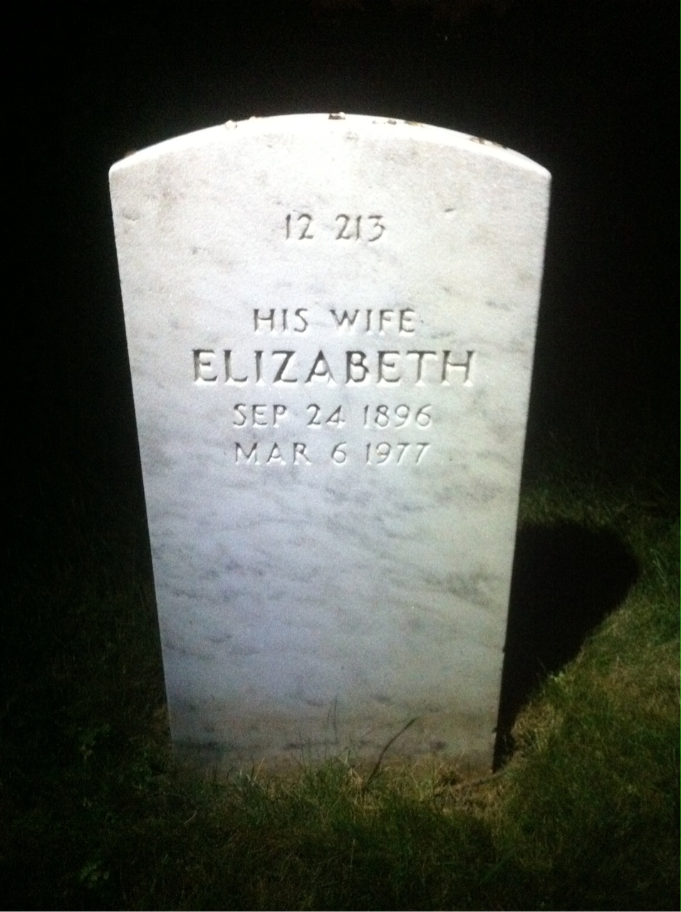 Back of headstone — Elizabeth Mcnerney