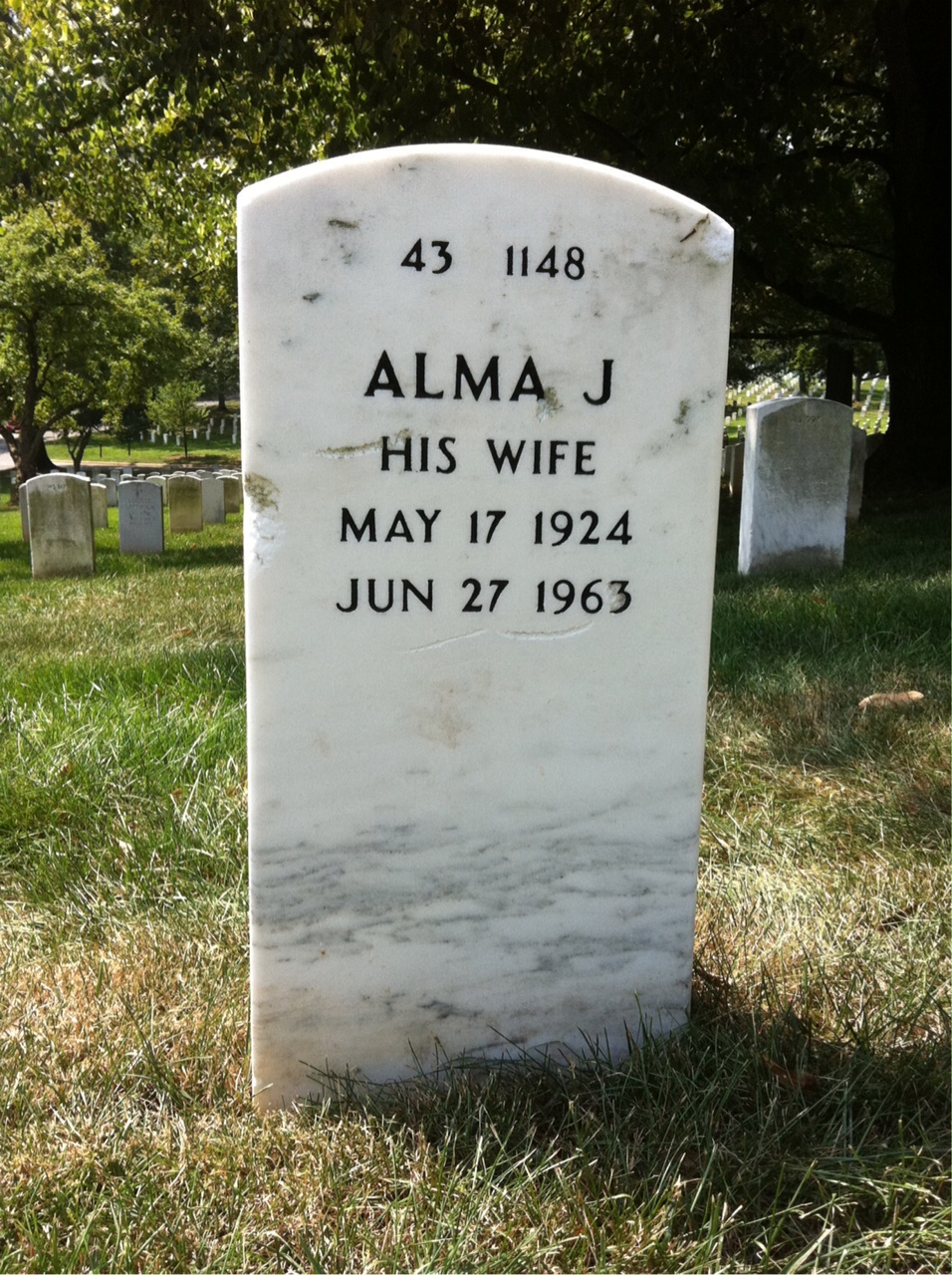 Back of headstone — James Dewitt