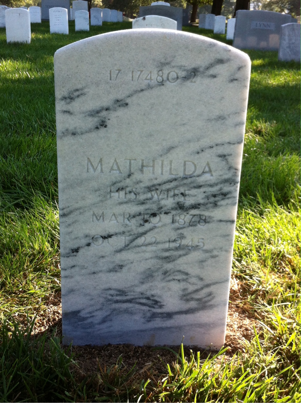 Back of headstone — William Mooney