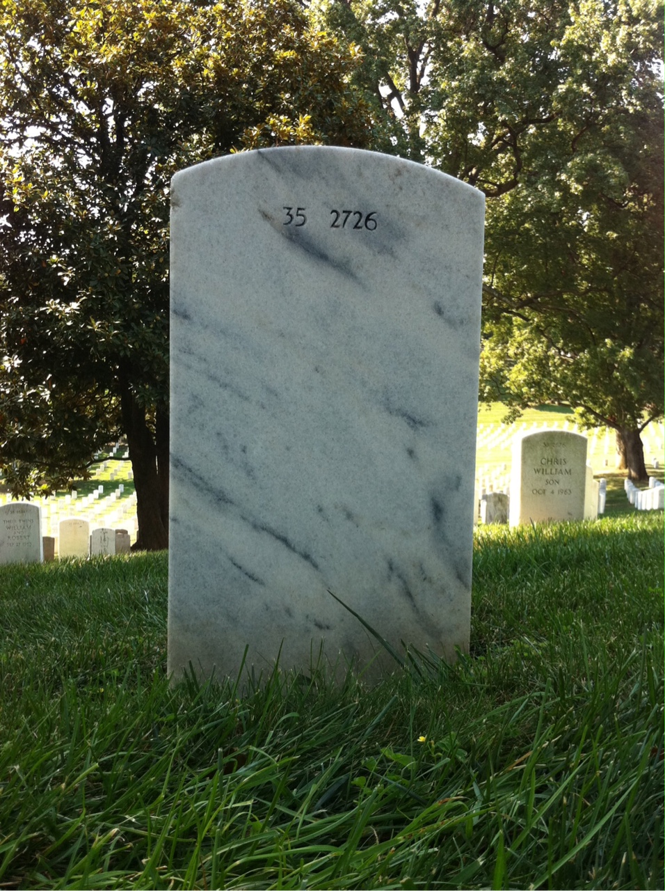 Back of headstone — Infant Mundhenk