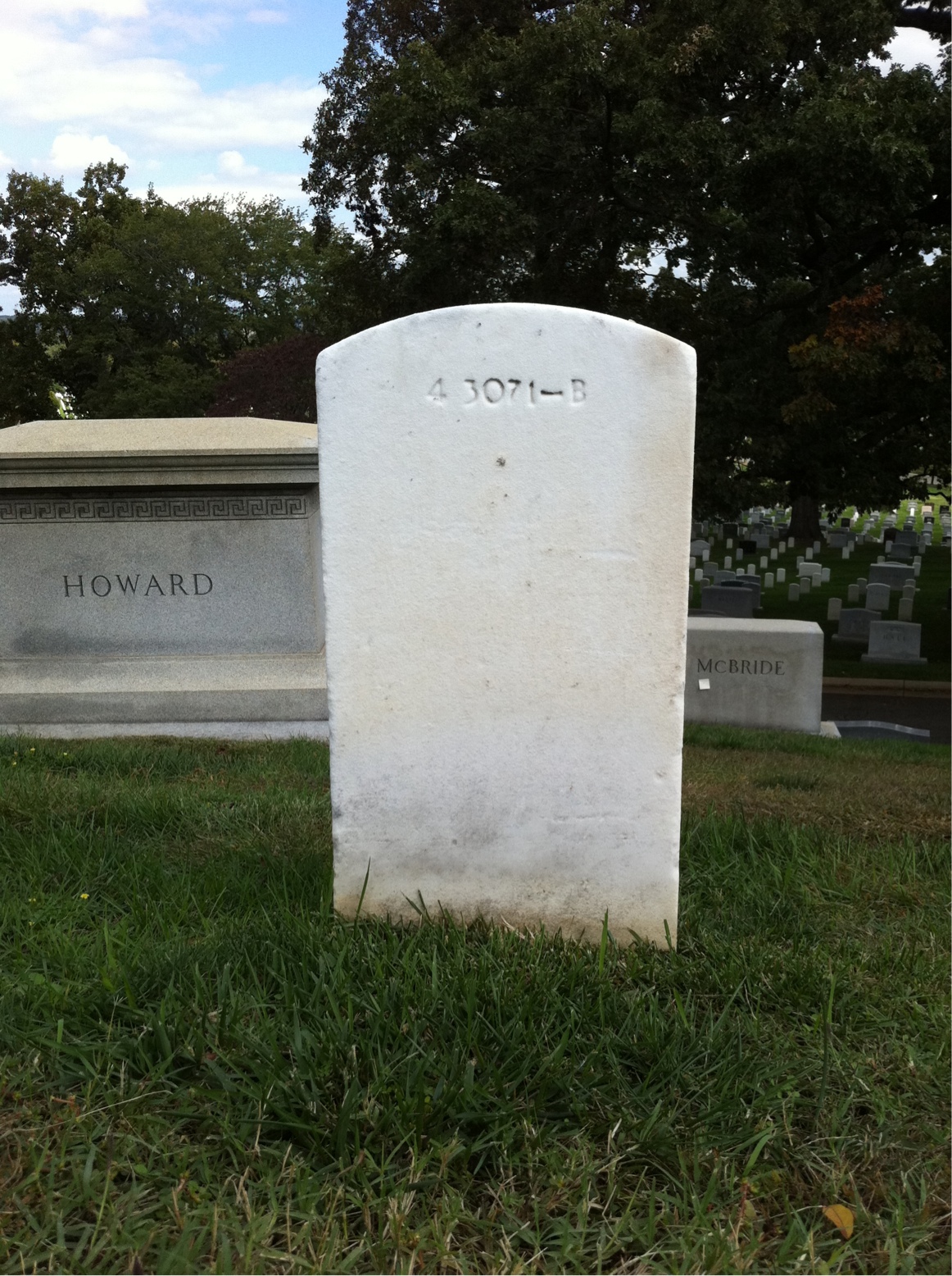 Back of headstone — Oliver Homer Clayton