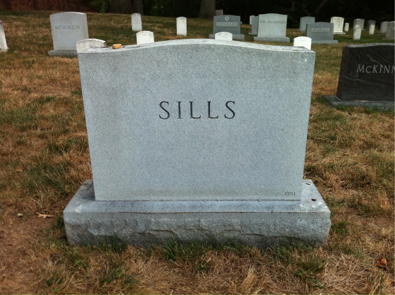Back of headstone — Tom Sills