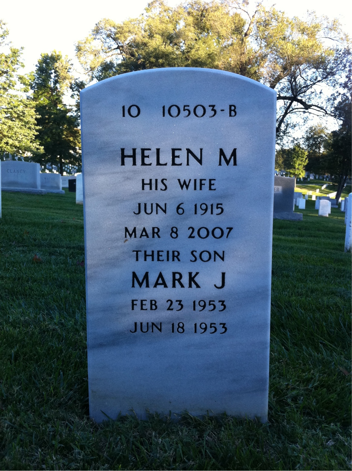 Back of headstone — William Seitz