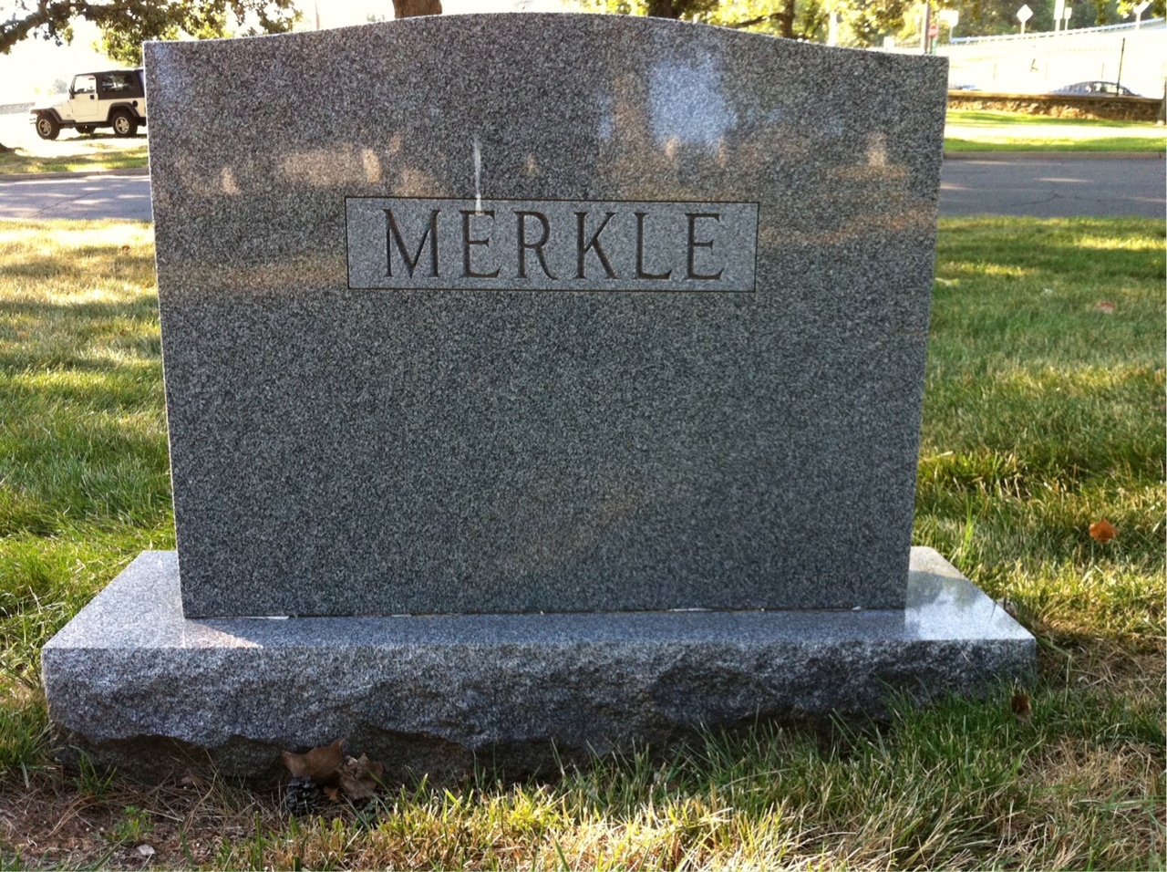 Back of headstone — Francis Merkle