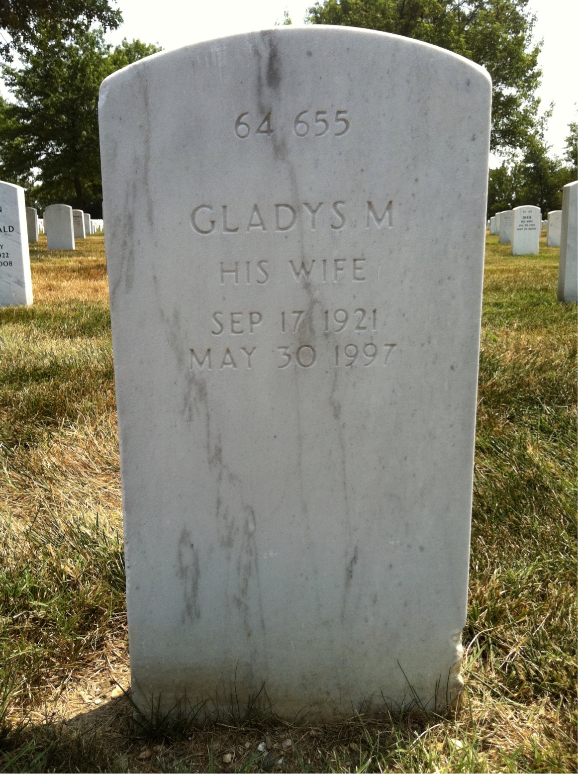 Back of headstone — Frederick H Herrmann