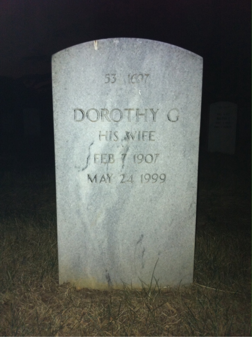 Back of headstone — Dorothy Bamford