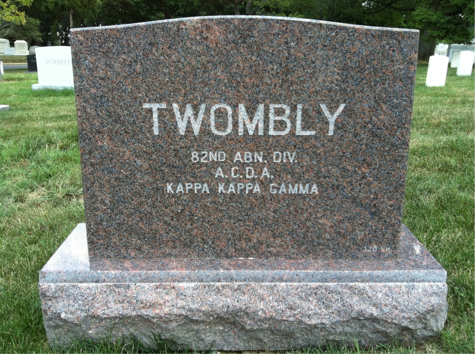Back of headstone — John Twombly