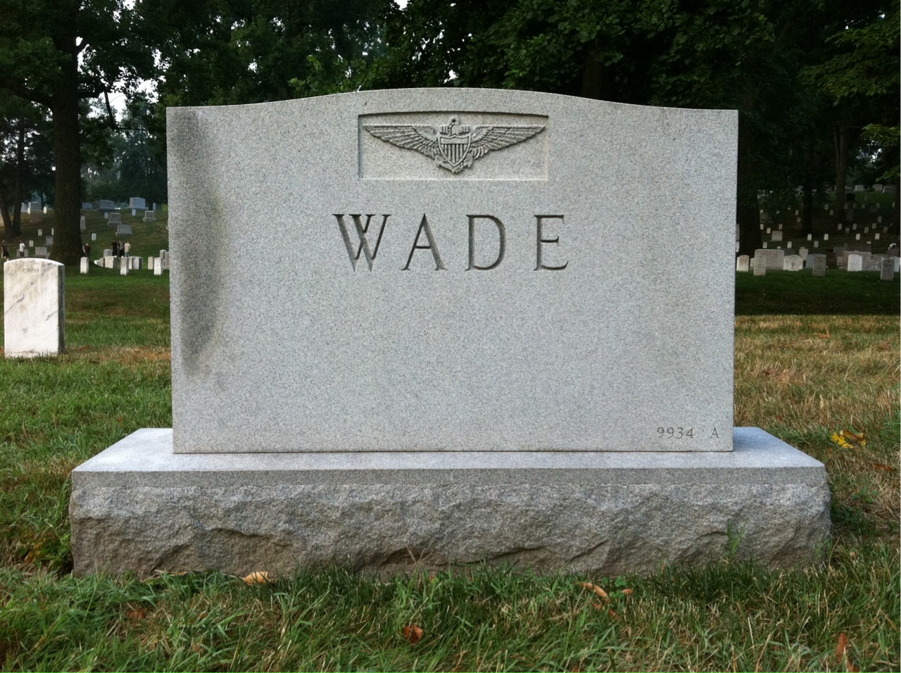 Back of headstone — William Clarence Wade