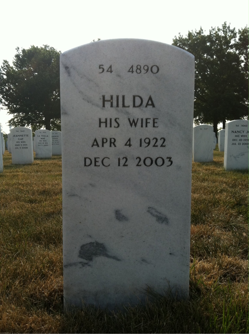 Back of headstone — Edwin Canova