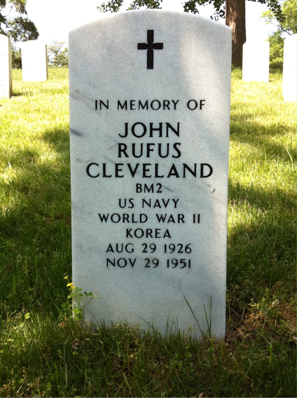 Headstone of John R Cleveland