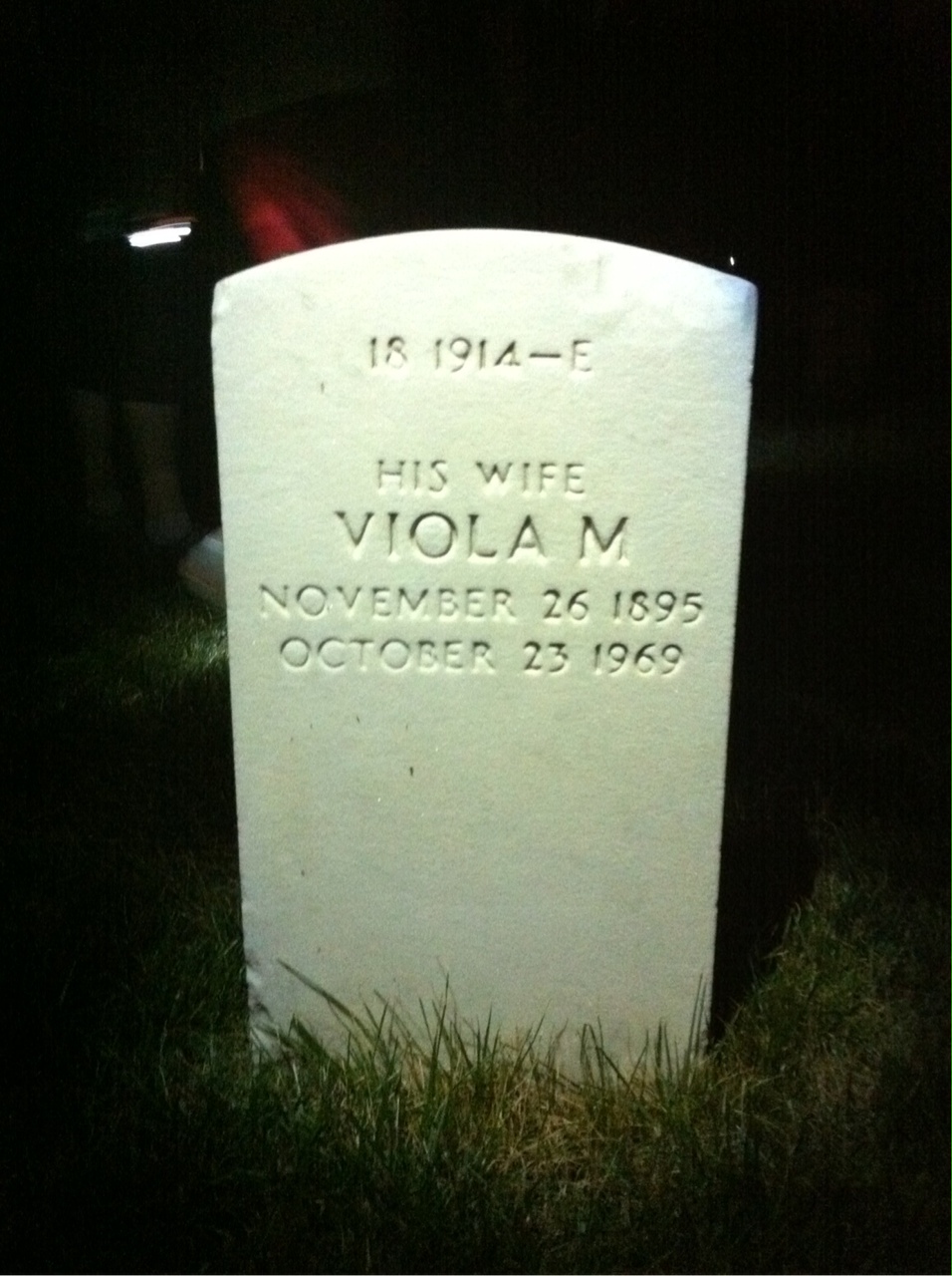 Back of headstone — Thomas A Costello