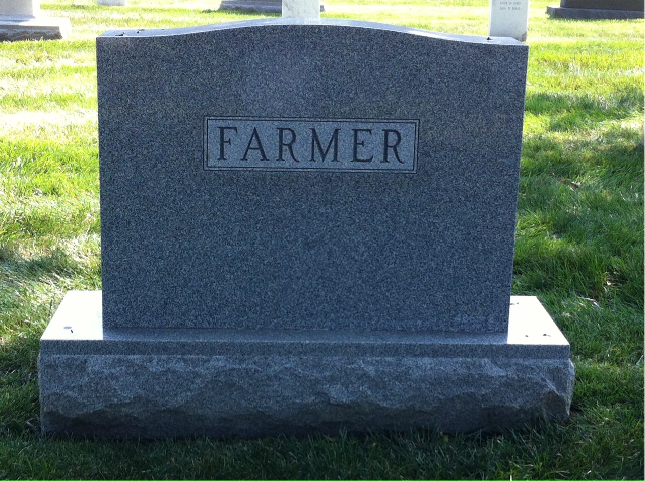 Back of headstone — William K Farmer