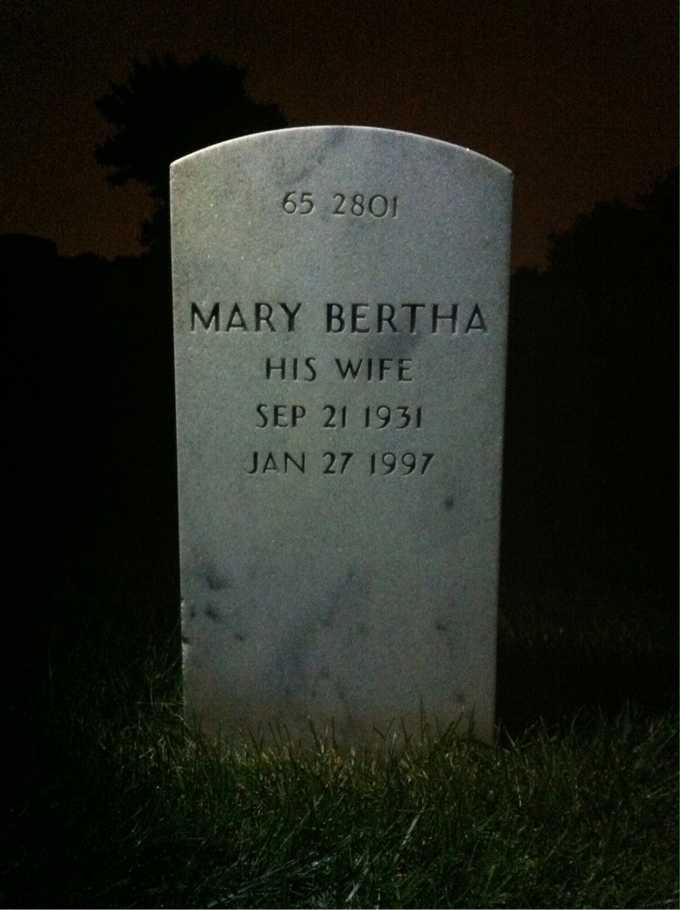Back of headstone — Mary Cox
