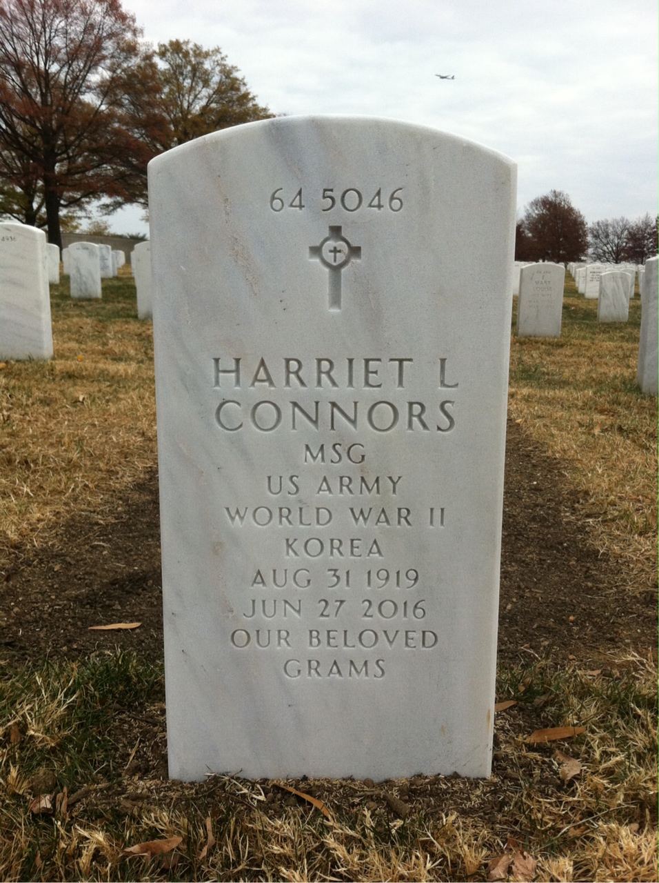 Back of headstone — Robert Connors