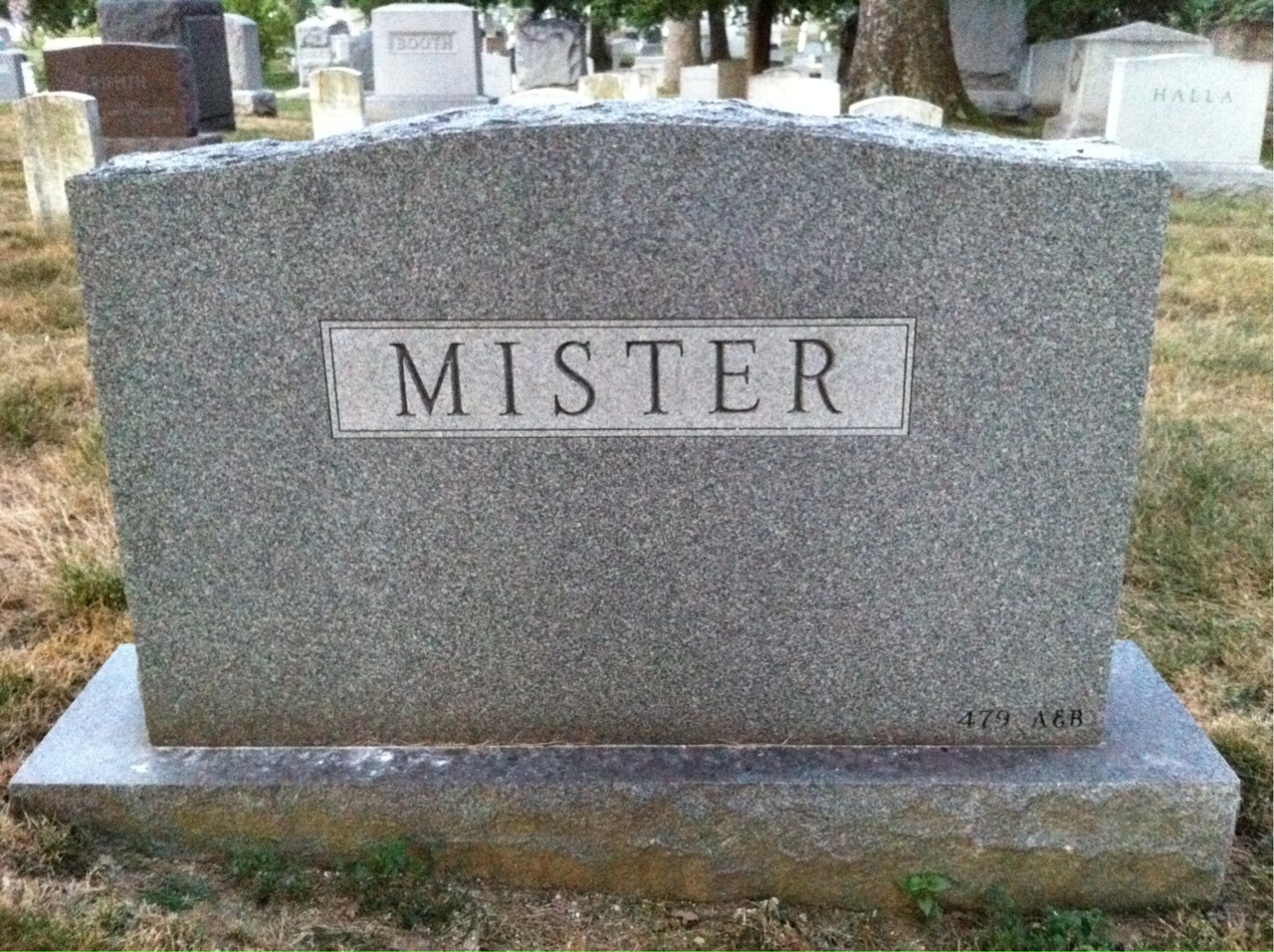 Back of headstone — Evelyn Mister