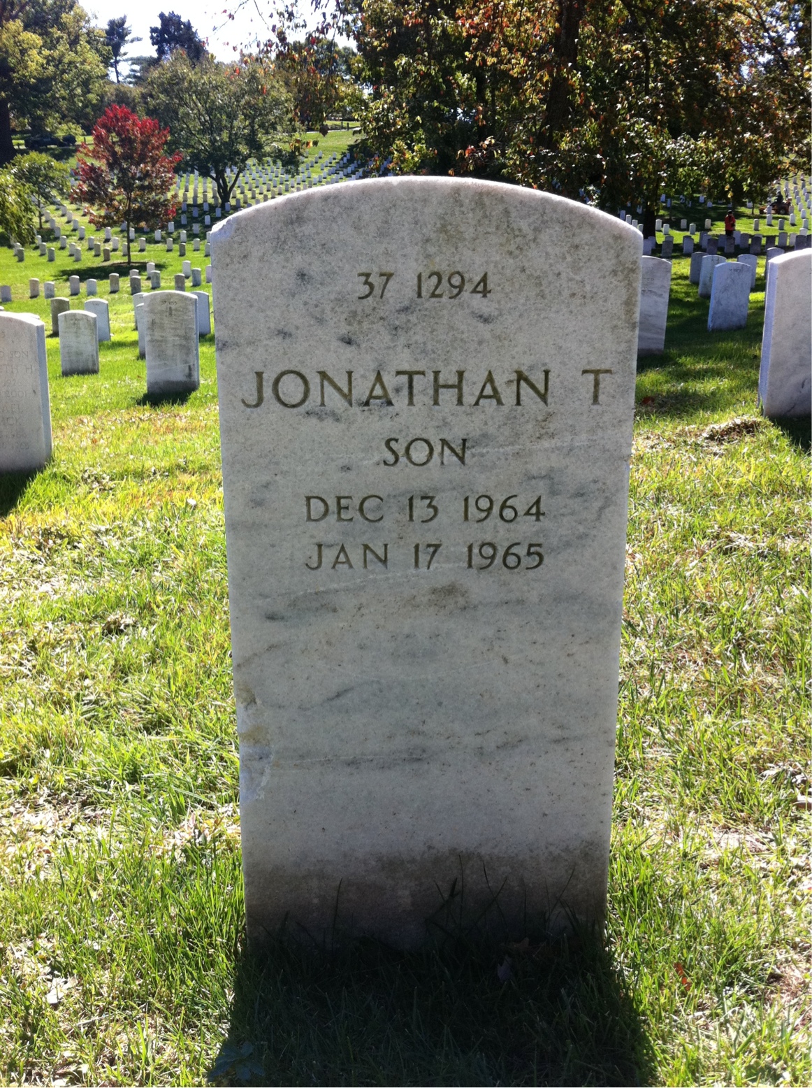 Back of headstone — Tommy J Wickham