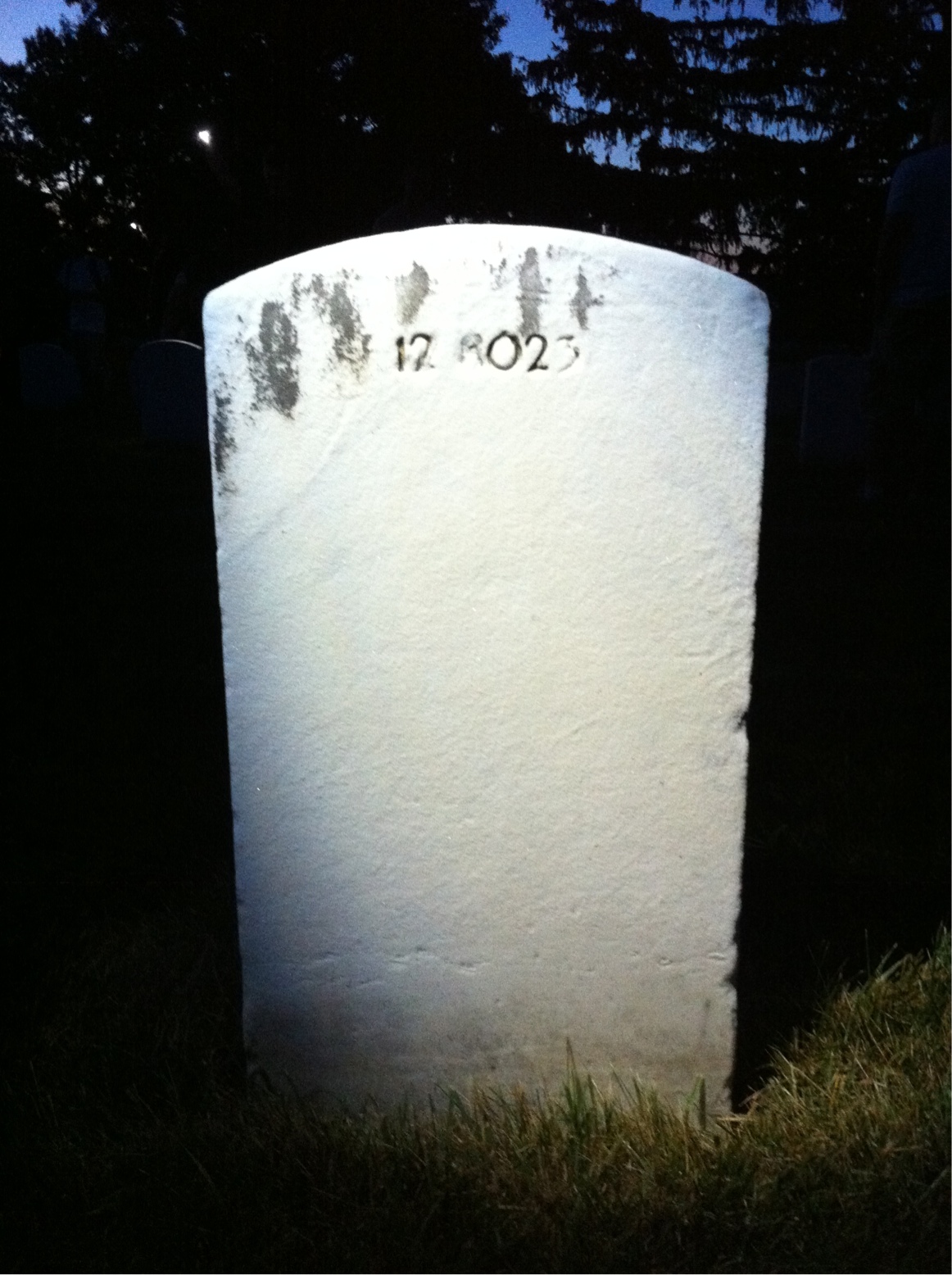 Back of headstone — Thomas Baker