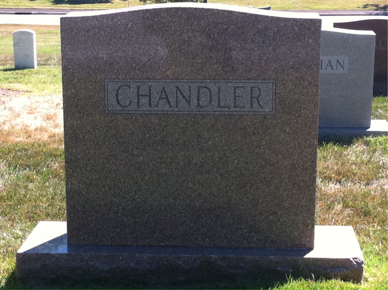 Back of headstone — Eli Chandler