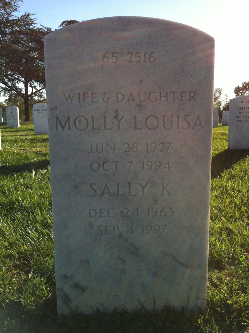 Back of headstone — Molly Arnstrom