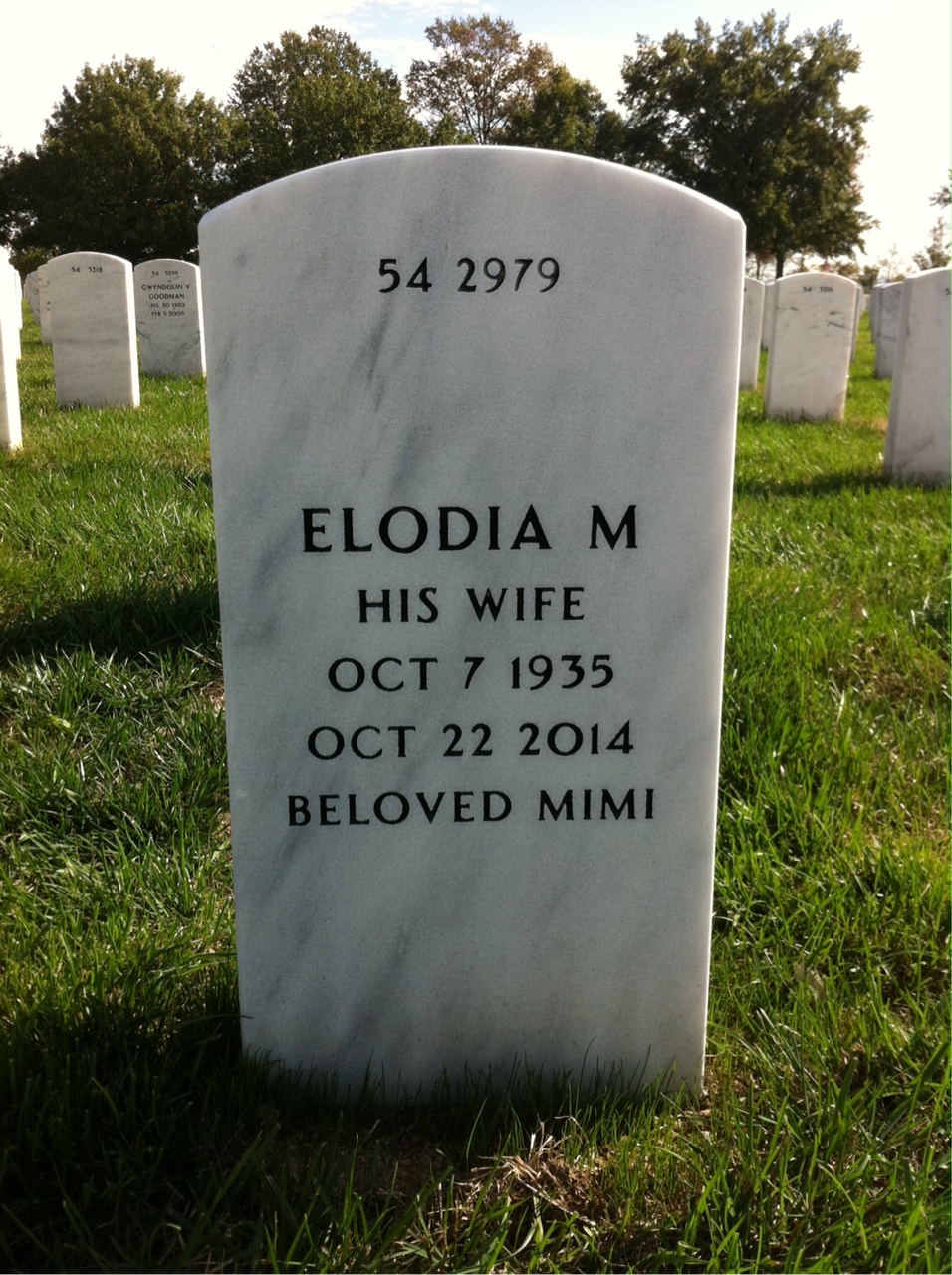 Back of headstone — George Dumas