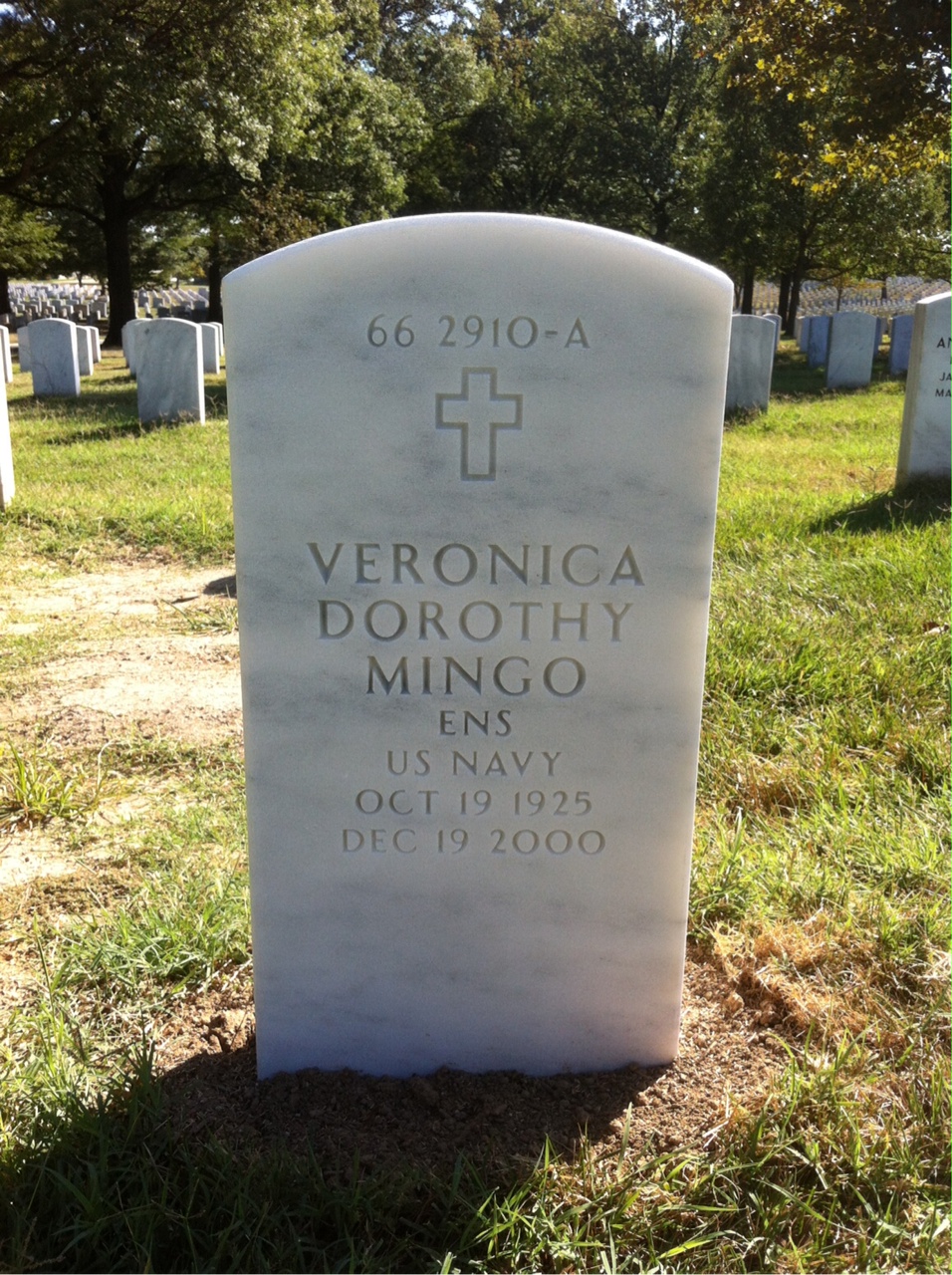 Back of headstone — John Mingo