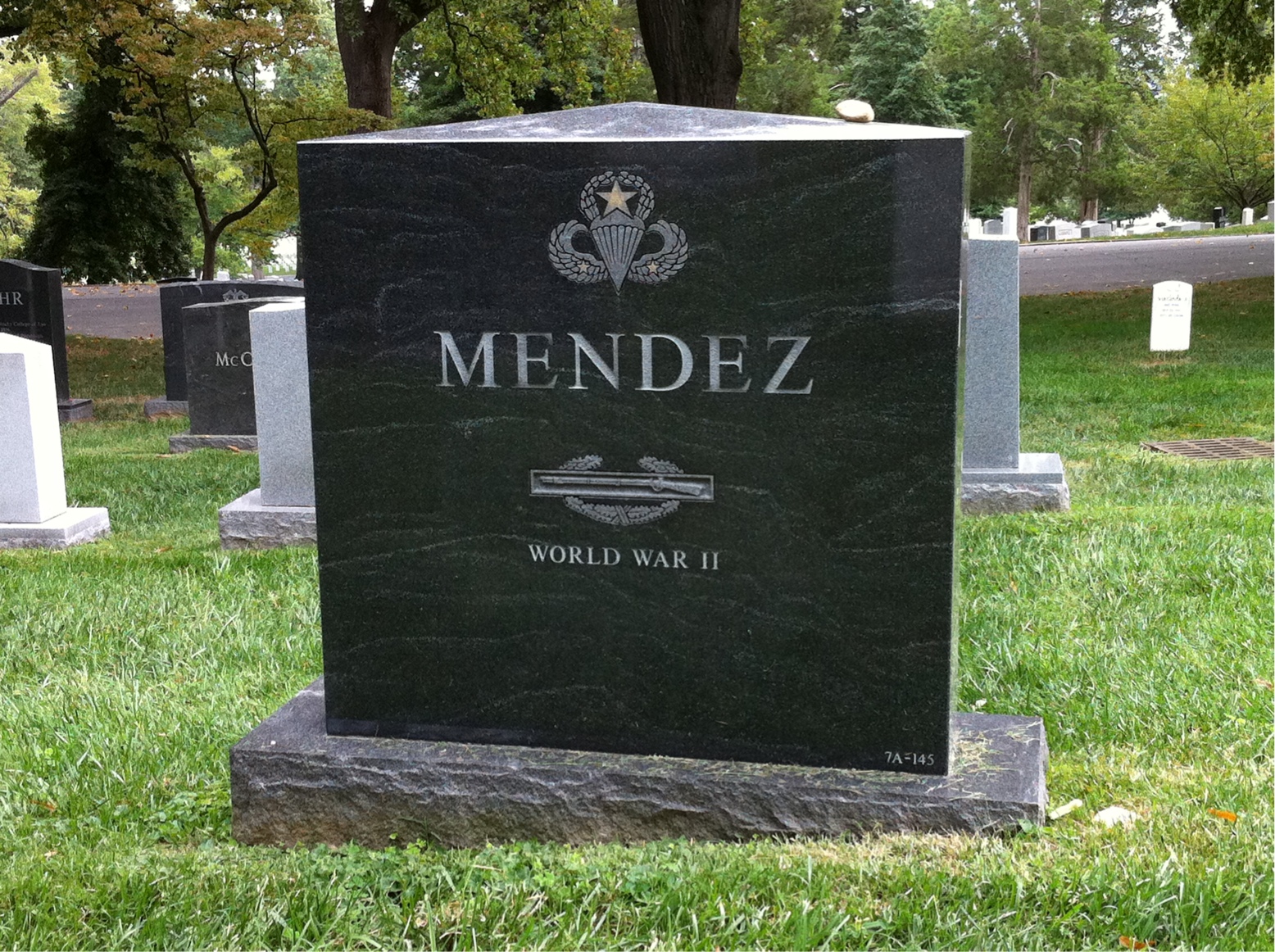 Back of headstone — Louis Mendez