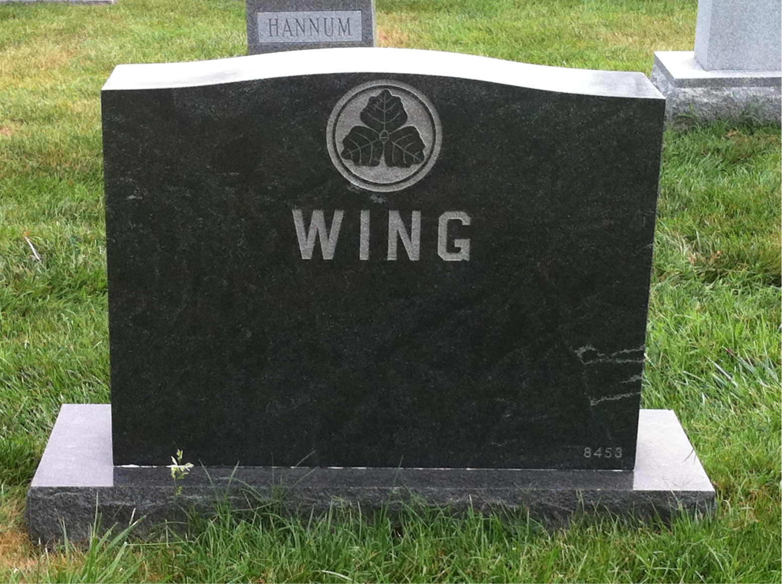 Back of headstone — Francis Wing