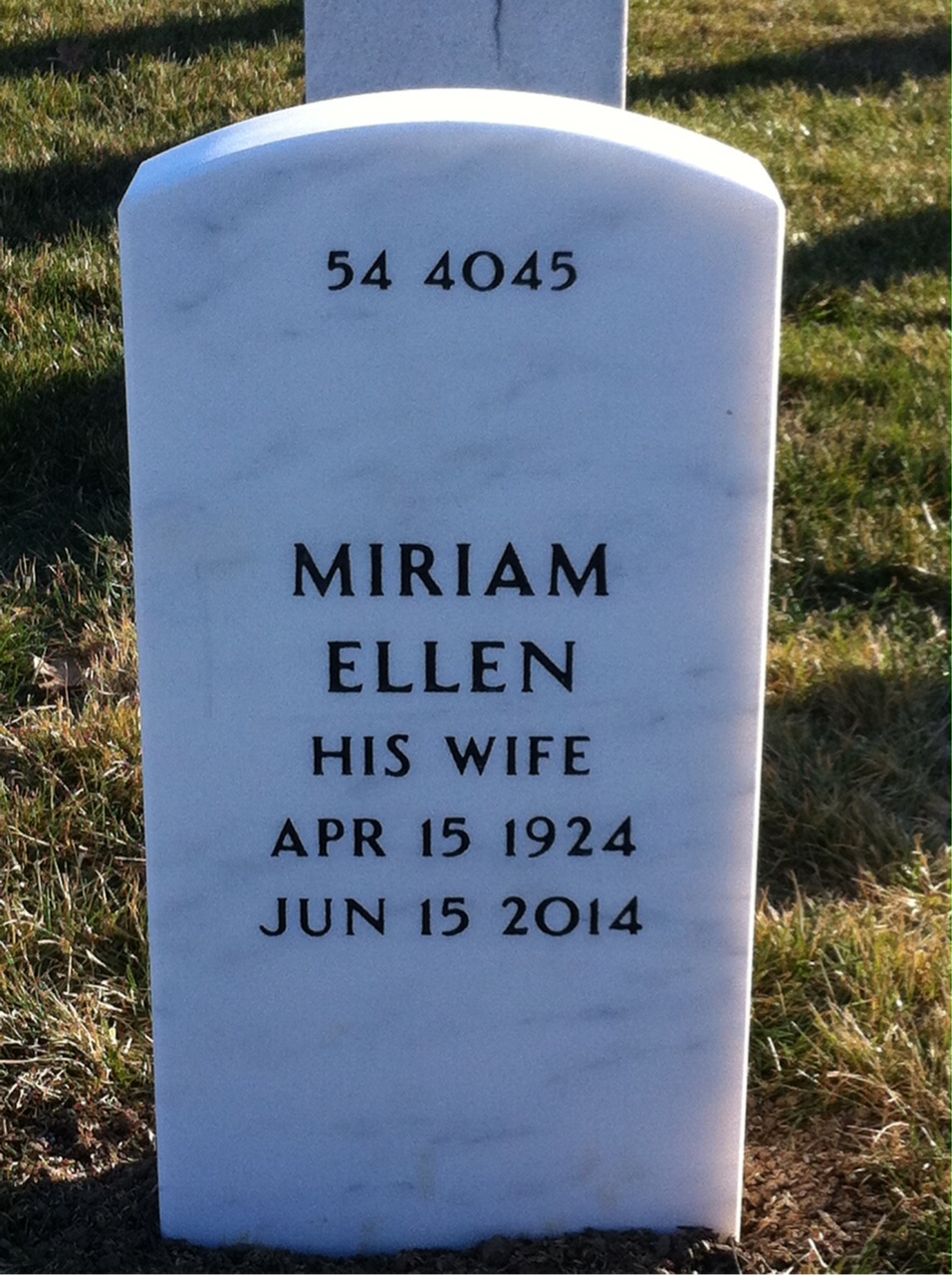 Back of headstone — Wendell Eads