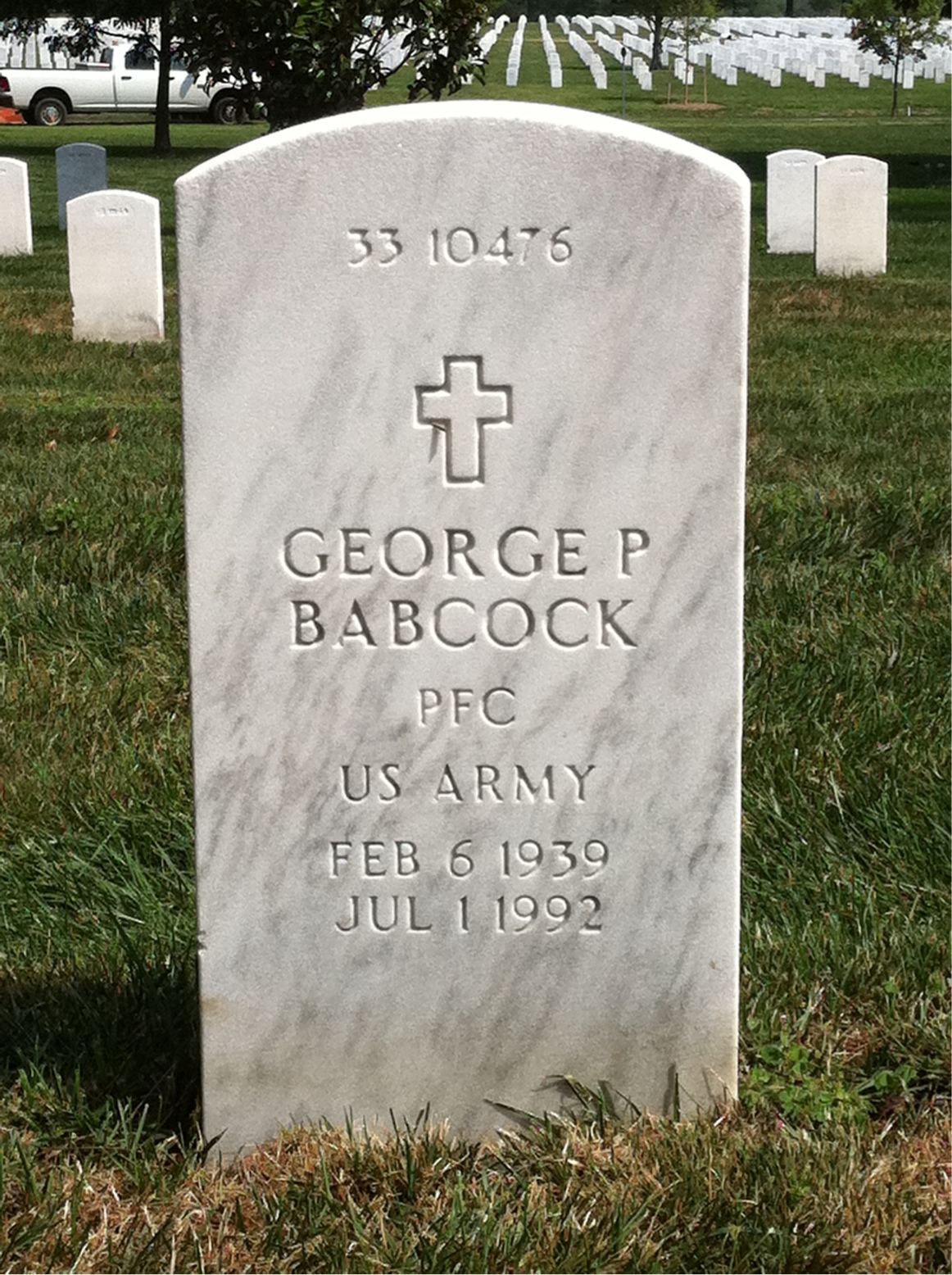 Back of headstone — George Babcock