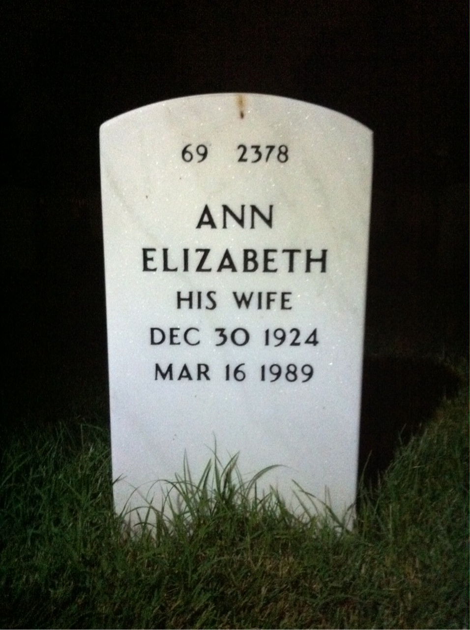 Back of headstone — Richard Flynn