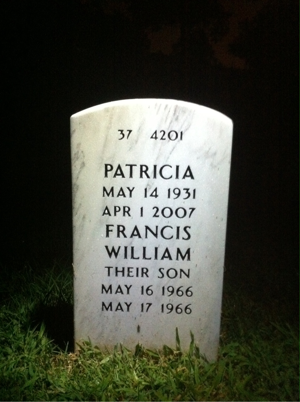 Back of headstone — Thomas Dudley