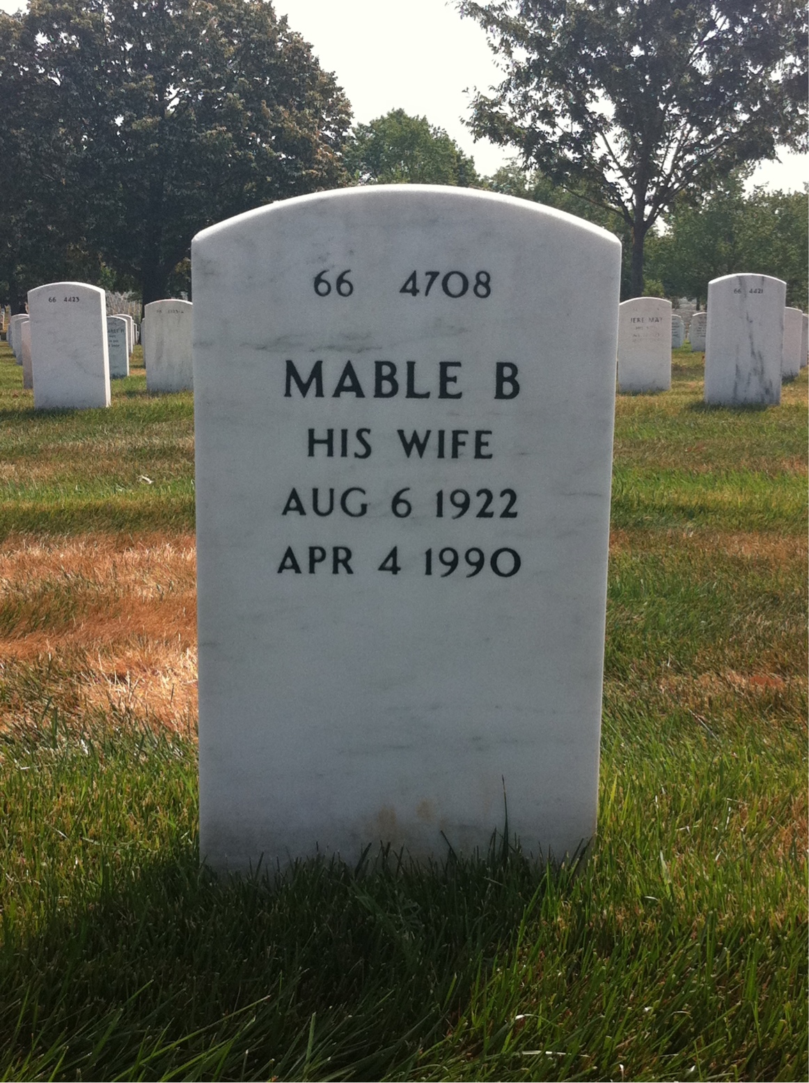 Back of headstone — Joseph Moneyhun
